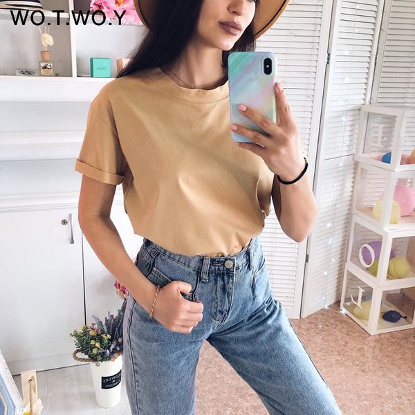 wotwoy solid casual basic t-shirt women 2021 summer short sleeve knitted cotton tee shirt women black white korean femme new
wotwoy solid casual basic t-shirt women 2021 summer short sleeve knitted cotton tee shirt women black white korean femme new