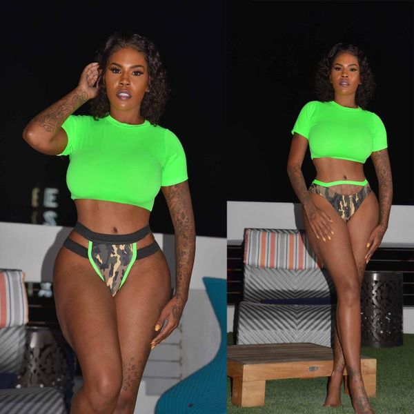 women's swimwear two pieces fluorescence bikini set short sleeve swimsuit bathing beach holiday summer style lady, White;black
women's swimwear two pieces fluorescence bikini set short sleeve swimsuit bathing beach holiday summer style lady, White;black