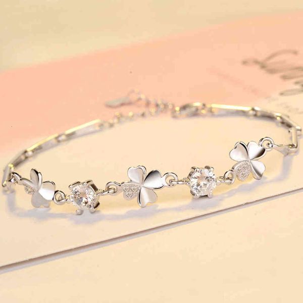 bracelet s925 sterling silver clover bracelet version lucky four leaf, Golden;silver