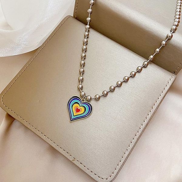 pendant necklaces rainbow love heart penadnt necklace for women alloy beaded clavicle short chain hip hop gothic collier jewelry gift, Silver
pendant necklaces rainbow love heart penadnt necklace for women alloy beaded clavicle short chain hip hop gothic collier jewelry gift, Silver
