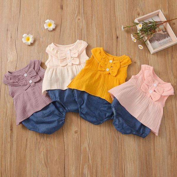 born infant baby sleeveless solid color casual bowknot vest +shorts set outfits elastic girl clothes clothing sets, White
born infant baby sleeveless solid color casual bowknot vest +shorts set outfits elastic girl clothes clothing sets, White