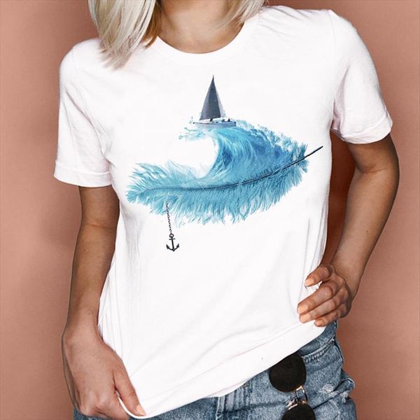 graphic feather watercolor fashion 90s women t shirt vintage cute style cartoon summer print female clothes tees, White
graphic feather watercolor fashion 90s women t shirt vintage cute style cartoon summer print female clothes tees, White