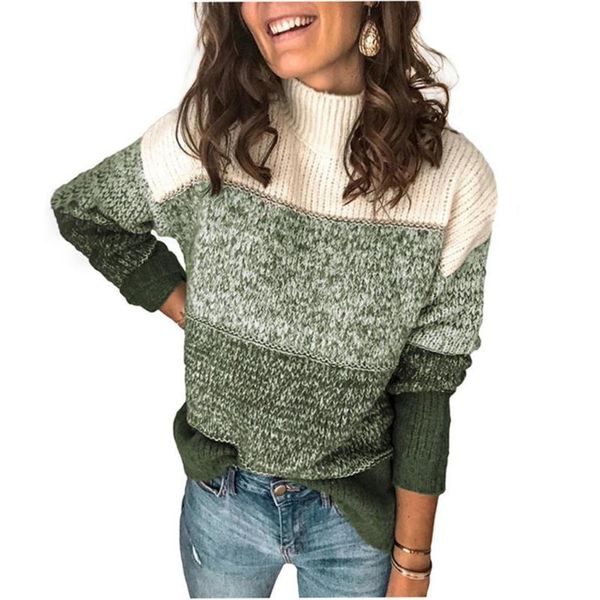 women's sweaters color-block striped sweater women turtleneck pullovers jumper knitwear tshirt 2021 knit top, White;black
women's sweaters color-block striped sweater women turtleneck pullovers jumper knitwear tshirt 2021 knit top, White;black