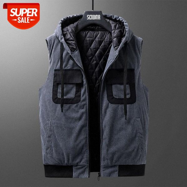 corduroy hooded vest men's korean version of autumn and winter plus velvet thickening warm casual solid color jacket trend #vz7a, Black;brown 
corduroy hooded vest men's korean version of autumn and winter plus velvet thickening warm casual solid color jacket trend #vz7a, Black;brown