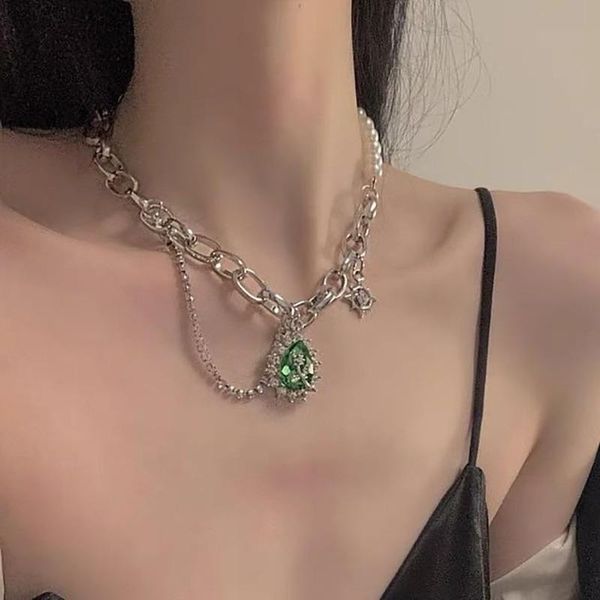 chains hip hop vintage baroque pearl zircon choker necklaces for women fashion green water drop rose crystal pendant necklace jewlery, Silver
chains hip hop vintage baroque pearl zircon choker necklaces for women fashion green water drop rose crystal pendant necklace jewlery, Silver