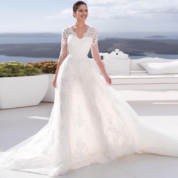 other wedding dresses bridalaffair exquisite lace a-line v-neck 3/4 long sleeve lace-up white ivory gowns for bridal
other wedding dresses bridalaffair exquisite lace a-line v-neck 3/4 long sleeve lace-up white ivory gowns for bridal