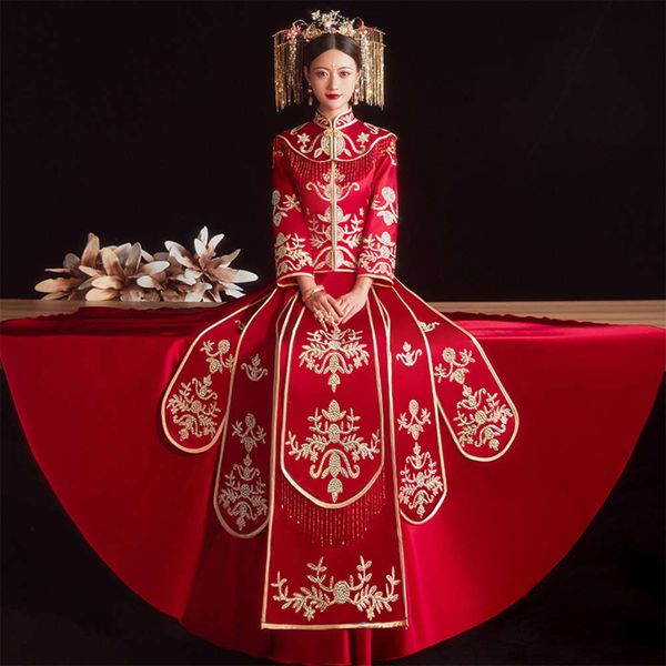 customized satin xiuhe dress spring and summer wedding bridal female chinese kimono xs-6xl, Black
customized satin xiuhe dress spring and summer wedding bridal female chinese kimono xs-6xl, Black