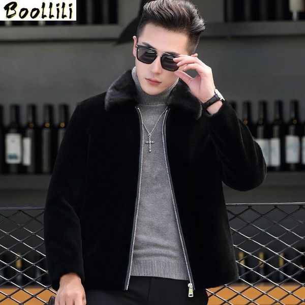 men's leather & faux boollili fur coat short autumn winter jacket men sheep shearing wool real jackets mink collar, Black
men's leather & faux boollili fur coat short autumn winter jacket men sheep shearing wool real jackets mink collar, Black