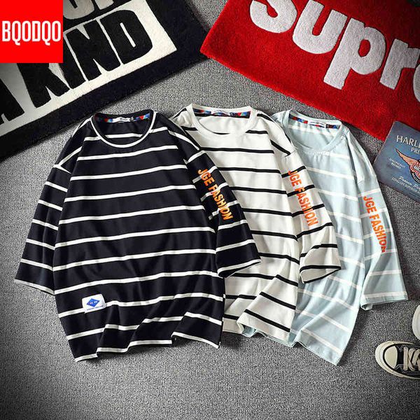 men's cotton fashion t-shirt mens summer striped tshirts 5xl casual black t shirt man oversized three quarter sleeve tee shirt y0322, White;black
men's cotton fashion t-shirt mens summer striped tshirts 5xl casual black t shirt man oversized three quarter sleeve tee shirt y0322, White;black