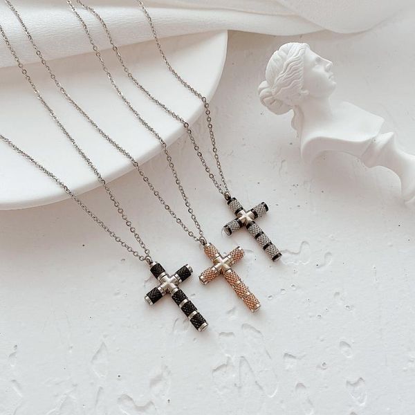 pendant necklaces fashion simple rose gold stainless steel cross necklace for women men black pendent with chain jewelry, Silver
pendant necklaces fashion simple rose gold stainless steel cross necklace for women men black pendent with chain jewelry, Silver