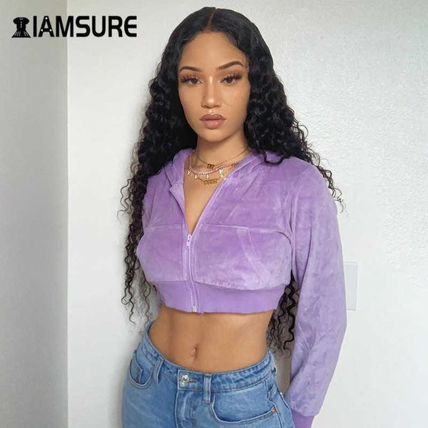 iamsure 2020 autumn winter fashion streetwear slim outfits cropped sweatshirts long sleeve zipper up purple women's hoodies y0820, Black
iamsure 2020 autumn winter fashion streetwear slim outfits cropped sweatshirts long sleeve zipper up purple women's hoodies y0820, Black