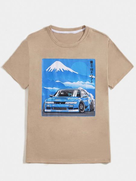 romwe guys car & mountain graphic tee 59sz#, White;black 
romwe guys car & mountain graphic tee 59sz#, White;black