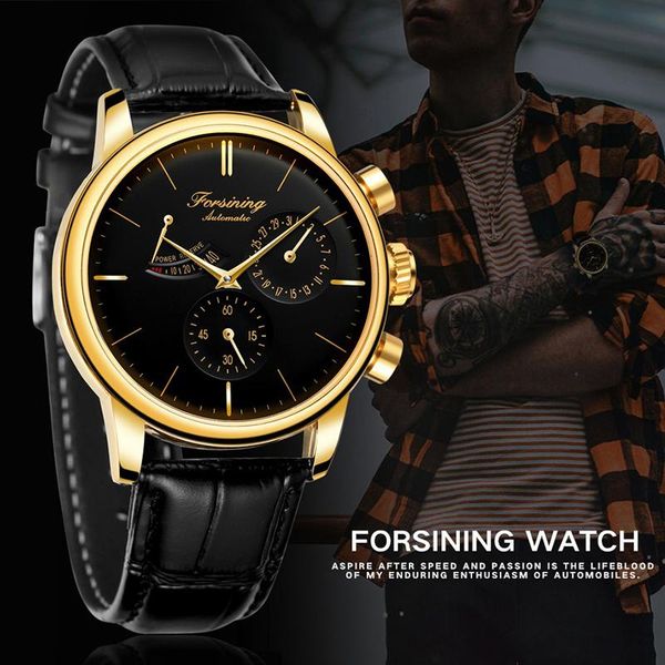 wristwatches forsining fashion casual men's watches mechanical business stainless steel band watch luminous,swatch,calendar, Slivery;brown