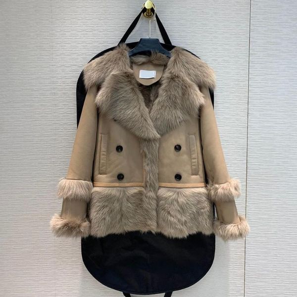 women's fur & faux luxury designer 100% sheepskin natural coat thick winter warm khaki color turn-down collar brand jacket, Black
women's fur & faux luxury designer 100% sheepskin natural coat thick winter warm khaki color turn-down collar brand jacket, Black