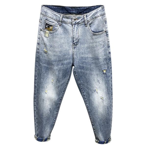 men's jeans faded men hip hop capris pants cropped trousers vintage harem distressed street wear male pantalones hombre, Blue
men's jeans faded men hip hop capris pants cropped trousers vintage harem distressed street wear male pantalones hombre, Blue