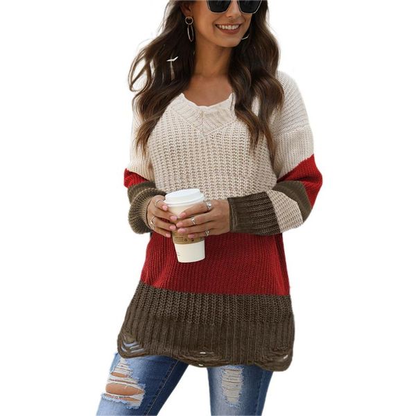 women knitted sweater fashionable simple unique style v-shaped collar long sleeve color fashion clothes women's sweaters, White;black
women knitted sweater fashionable simple unique style v-shaped collar long sleeve color fashion clothes women's sweaters, White;black
