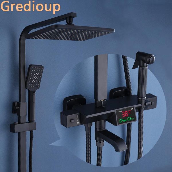black digital shower system bathroom thermostatic led set wall mount smart bath faucet square head rainfall luxury grifos sets
black digital shower system bathroom thermostatic led set wall mount smart bath faucet square head rainfall luxury grifos sets