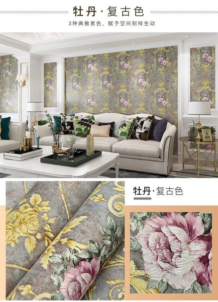 wallpapers 10m length extra thicken vintage big flower wall paper 3d living room home decor self adhesive waterproof wallpaper roll
wallpapers 10m length extra thicken vintage big flower wall paper 3d living room home decor self adhesive waterproof wallpaper roll