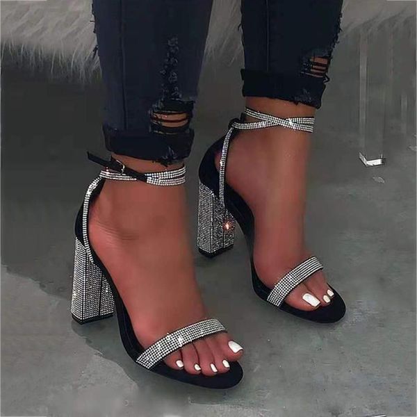sandals heel women fashion rhinestone thick bling word belt formal dress banquet, Black
sandals heel women fashion rhinestone thick bling word belt formal dress banquet, Black