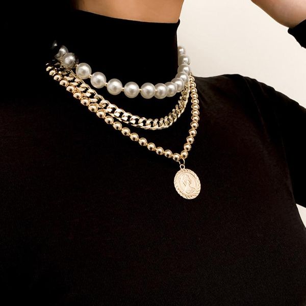 retro imitation pearl set necklace women's temperament mix and match portrait pendant jewelry gift chains, Silver
retro imitation pearl set necklace women's temperament mix and match portrait pendant jewelry gift chains, Silver