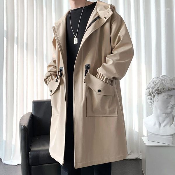 men's trench coats autumn solid color casual windbreaker overknee loose long mid-length jackets streetwear overcoat spring clothing, Tan;black
men's trench coats autumn solid color casual windbreaker overknee loose long mid-length jackets streetwear overcoat spring clothing, Tan;black