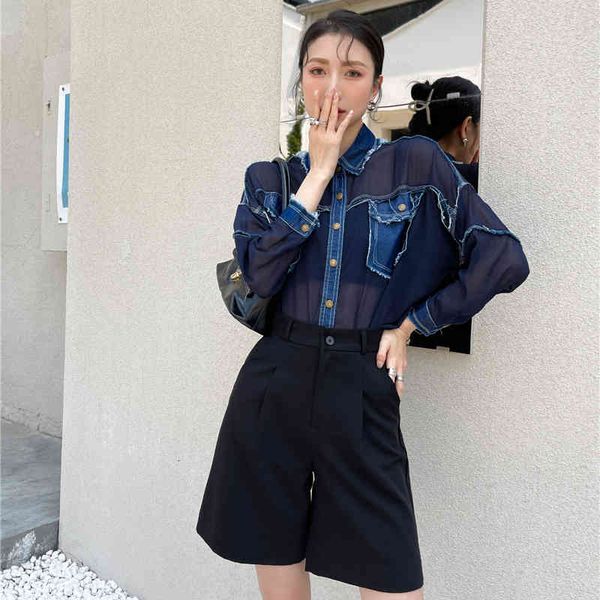 women's blouses & shirts fashion women denim shirt chic blouse long sleeve female casual see through vintage mesh office blusas autumn, White
women's blouses & shirts fashion women denim shirt chic blouse long sleeve female casual see through vintage mesh office blusas autumn, White