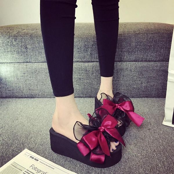 fashion bowknot slippers woman beach flip flops summer sandals slip- resistant platform wedges, Black
fashion bowknot slippers woman beach flip flops summer sandals slip- resistant platform wedges, Black