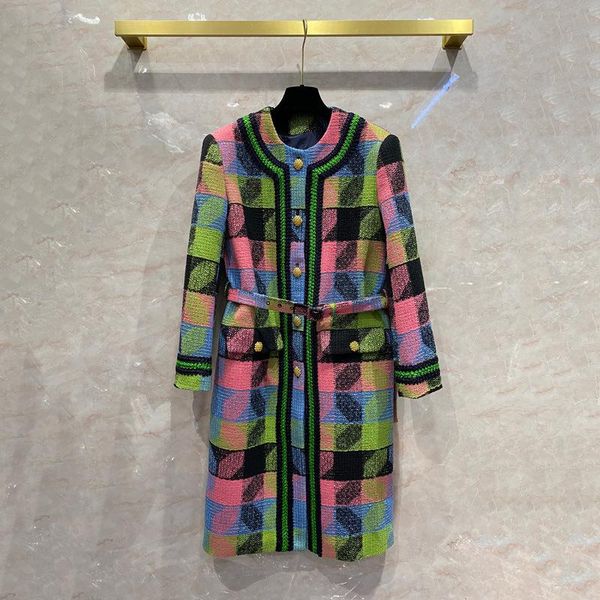 women's wool & blends high-end color grid long over-the-knee coat for women 3d cut candy-colored green ribbon tweed lady winter, Black
women's wool & blends high-end color grid long over-the-knee coat for women 3d cut candy-colored green ribbon tweed lady winter, Black