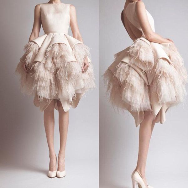 party dresses ostrich feather short evening with crew neck keyhole back tiers satin gowns ashi studio 2021, White;black
party dresses ostrich feather short evening with crew neck keyhole back tiers satin gowns ashi studio 2021, White;black