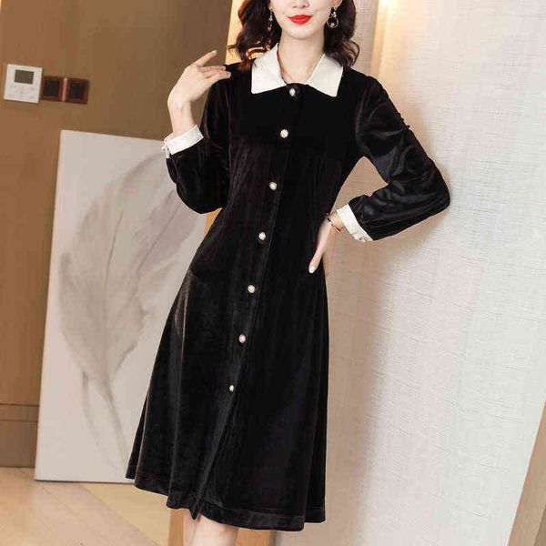 woman casual dresses 2022 autumn winter polo collar golden veet lady temperament medium long cardigan dresses, Black;gray
woman casual dresses 2022 autumn winter polo collar golden veet lady temperament medium long cardigan dresses, Black;gray