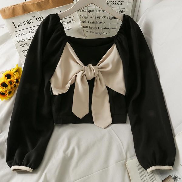 women's blouses & shirts bowknot women blouse 2021 slash neck long puff sleeve ladies sweet spliced female, White
women's blouses & shirts bowknot women blouse 2021 slash neck long puff sleeve ladies sweet spliced female, White