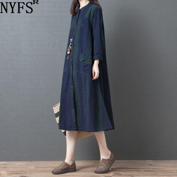 casual dresses nyfs 2021 spring autumn women dress vintage loose comfortable cotton linen long female vestidos robe, Black;gray
casual dresses nyfs 2021 spring autumn women dress vintage loose comfortable cotton linen long female vestidos robe, Black;gray