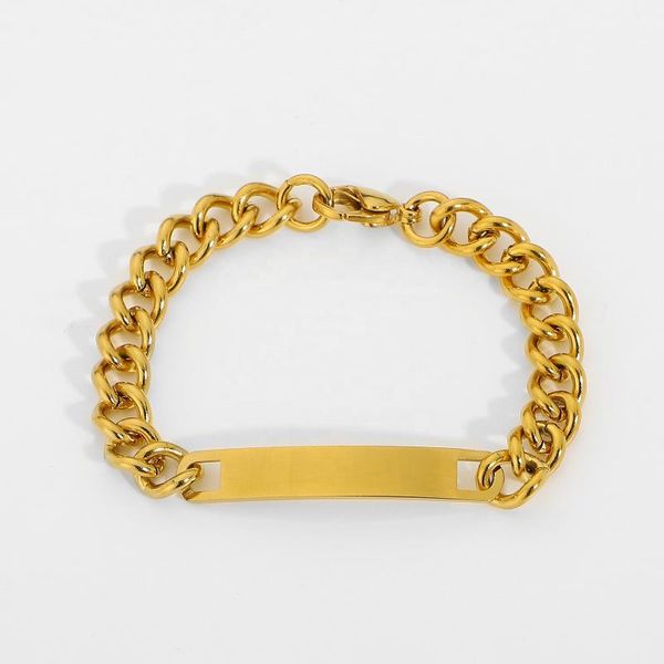 link, chain gold plated stainless steel miami cuban bracelet for women girls classical surfacce blank bar bangle jewelry accessories, Black
link, chain gold plated stainless steel miami cuban bracelet for women girls classical surfacce blank bar bangle jewelry accessories, Black