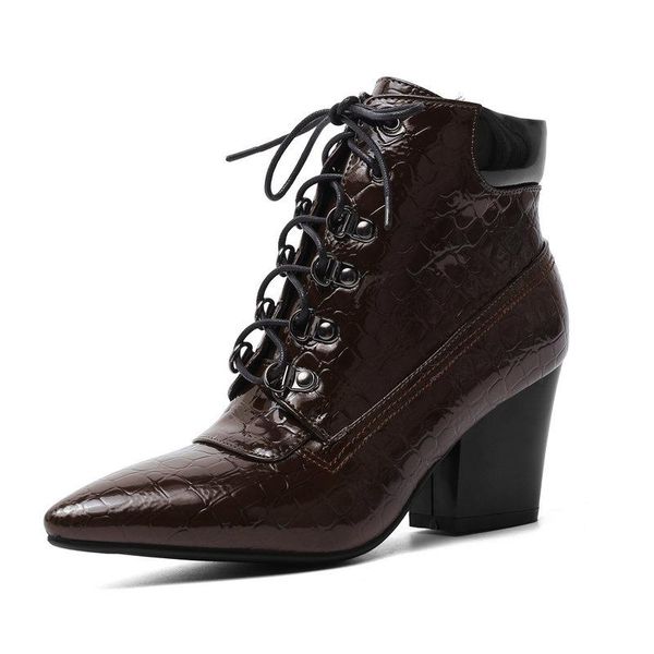 boots women pu leather sqaure high heel ankle fashion pointed toe lace up autumn winter ladies shoes, Black
boots women pu leather sqaure high heel ankle fashion pointed toe lace up autumn winter ladies shoes, Black