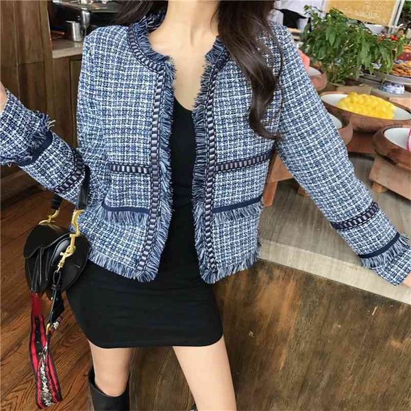 women's spring autumn jacket korean style plaid fringed long-sleeved short coat loose casual female gx755 210507, White
women's spring autumn jacket korean style plaid fringed long-sleeved short coat loose casual female gx755 210507, White