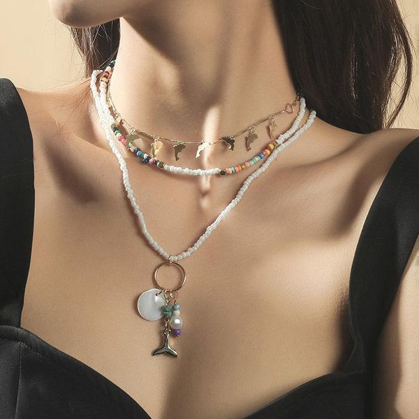 chains bohemian long handmade multilayer colorful rice bead necklace lady creative personality mermaid pendant summer beach jewelry, Silver
chains bohemian long handmade multilayer colorful rice bead necklace lady creative personality mermaid pendant summer beach jewelry, Silver