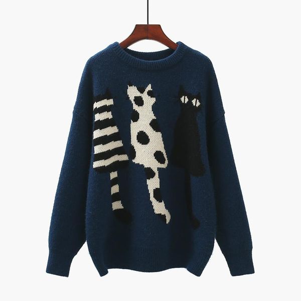 women's sweaters vintage cute cartoon knitted women sweater pullover o-neck long-sleeved casual all match female pulls outwear, White;black
women's sweaters vintage cute cartoon knitted women sweater pullover o-neck long-sleeved casual all match female pulls outwear, White;black