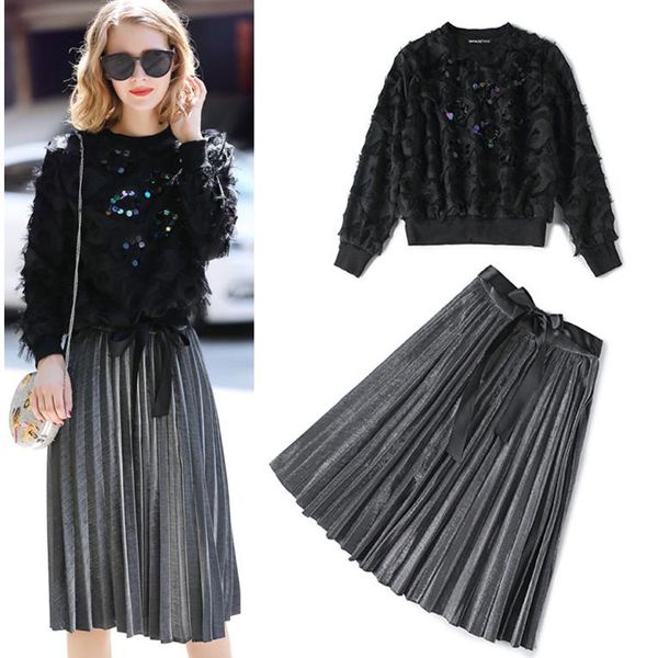 two piece dress 2 pieces of clothing set women's sequined shiny tassel + pleated lace bow elegant party skirt ns614, White
two piece dress 2 pieces of clothing set women's sequined shiny tassel + pleated lace bow elegant party skirt ns614, White