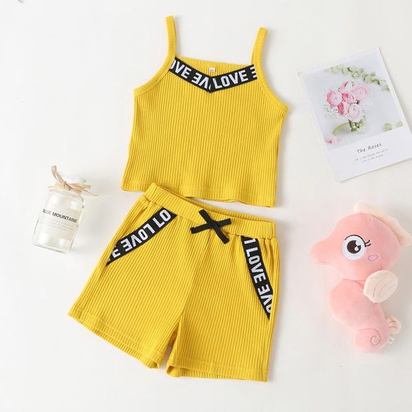summer toddler baby kids girls clothes ribbed solid letter printed slip shorts outfits children's clothing sets, White
summer toddler baby kids girls clothes ribbed solid letter printed slip shorts outfits children's clothing sets, White