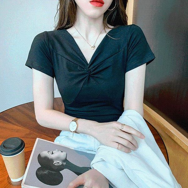 women's t-shirt v-neck short sleeve criss-cross tshirts tees girls soft slim tshirt for female 2021 summer s796, White
women's t-shirt v-neck short sleeve criss-cross tshirts tees girls soft slim tshirt for female 2021 summer s796, White