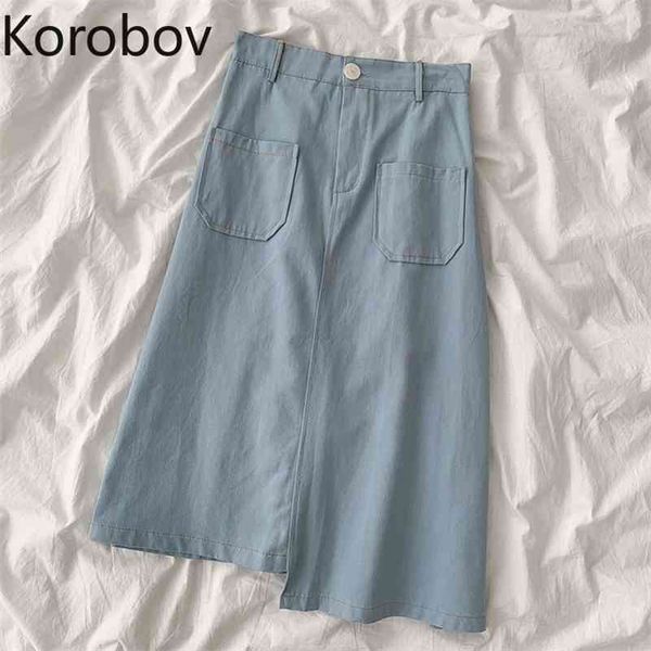 korobov spring summer new women skirts preppy style high waist irregular pockets streetwear mujer faldas female skirt 210430, Black 
korobov spring summer new women skirts preppy style high waist irregular pockets streetwear mujer faldas female skirt 210430, Black