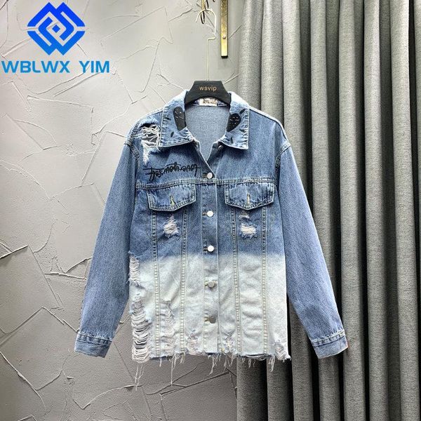 women's jackets fashion letter print denim jacket women pocket lapel hole long sleeve jeans streetwear loose washed coat female, Black;brown
women's jackets fashion letter print denim jacket women pocket lapel hole long sleeve jeans streetwear loose washed coat female, Black;brown