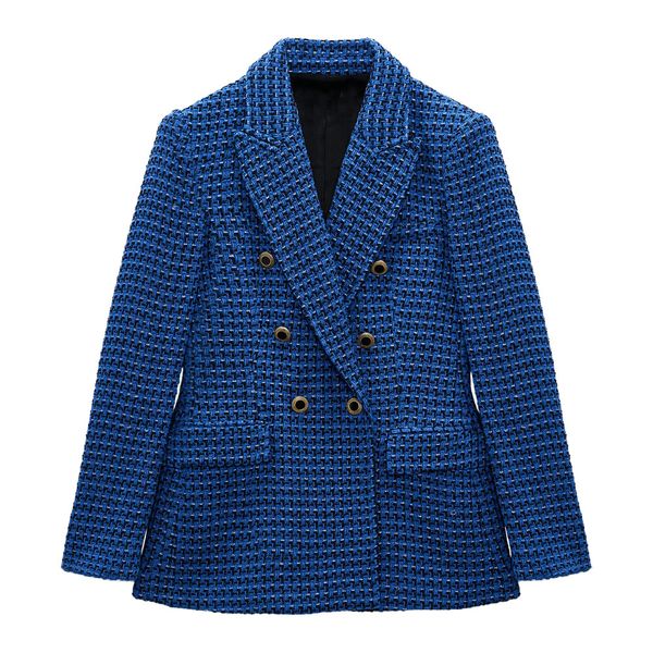 2022 women jacket new fashion double breasted tweed check slim blazer coat vintage long sleeve pockets female outerwear chic, Black;brown
2022 women jacket new fashion double breasted tweed check slim blazer coat vintage long sleeve pockets female outerwear chic, Black;brown