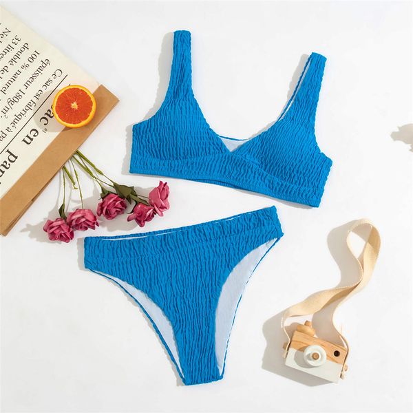 new wrinkled blue bikini women swimwear female swimsuit two-pieces bikini set mid waist bather bathing suit swim lady k2935 
new wrinkled blue bikini women swimwear female swimsuit two-pieces bikini set mid waist bather bathing suit swim lady k2935