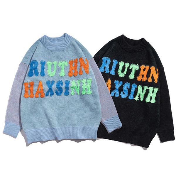 men's sweaters and women's sweaters, knitwear, large size street garments, embroidery flocking letters, harajuku style, knitwear, White;black
men's sweaters and women's sweaters, knitwear, large size street garments, embroidery flocking letters, harajuku style, knitwear, White;black