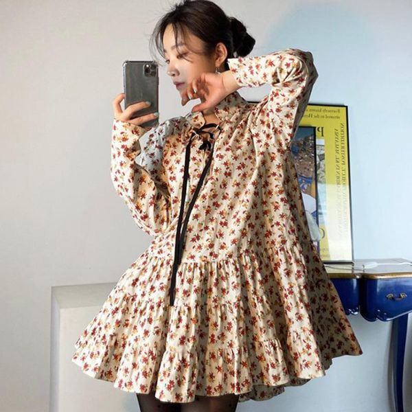 casual dresses korean chic small fresh retro stand-up collar lace design loose pleated ruffled floral dress women, Black;gray
casual dresses korean chic small fresh retro stand-up collar lace design loose pleated ruffled floral dress women, Black;gray