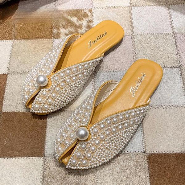 slippers 2021 women's shoes round head outdoor spring summer fashion flat bottom pearl mules slides, Black
slippers 2021 women's shoes round head outdoor spring summer fashion flat bottom pearl mules slides, Black