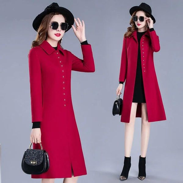women's wool & blends 2021 winter clothes long blend coat women autumn female woolen fashion single breasted elegant jacket q95, Black
women's wool & blends 2021 winter clothes long blend coat women autumn female woolen fashion single breasted elegant jacket q95, Black