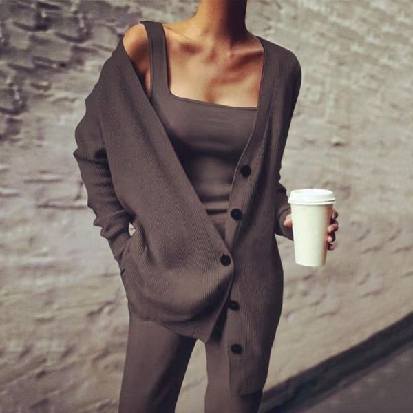 women's two piece pants sweater knitted suits three sets solid loose vest cardigan set v-neck single-breasted pant suit lady outfit, White
women's two piece pants sweater knitted suits three sets solid loose vest cardigan set v-neck single-breasted pant suit lady outfit, White