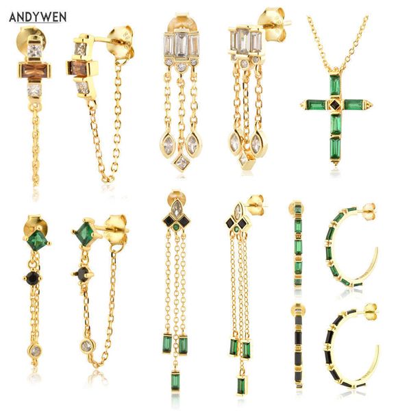 andywen 925 sterling silver gold green black zircon chain earring piercing necklace ring jewelry set anillo fino sabrina 210608
andywen 925 sterling silver gold green black zircon chain earring piercing necklace ring jewelry set anillo fino sabrina 210608